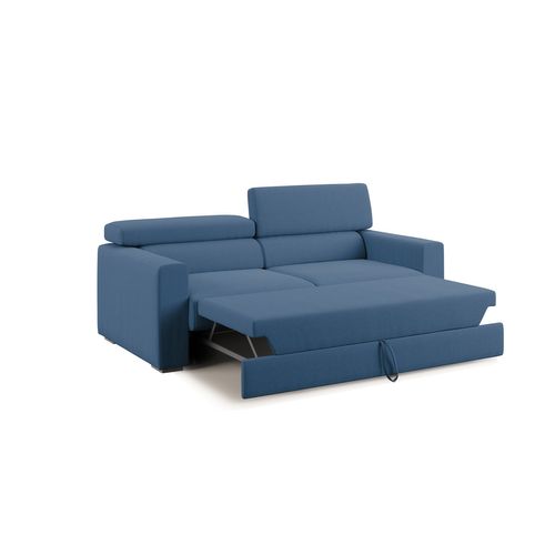 Dylan Canapé Avec Pouf Amovible En Tissu Effet Coton Imperméable T13 188 Cm Bleu Ciel