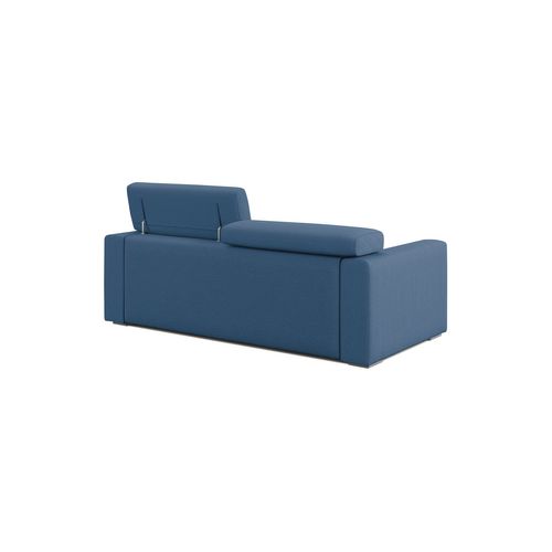 Dylan Canapé Avec Pouf Amovible En Tissu Effet Coton Imperméable T13 188 Cm Bleu Ciel