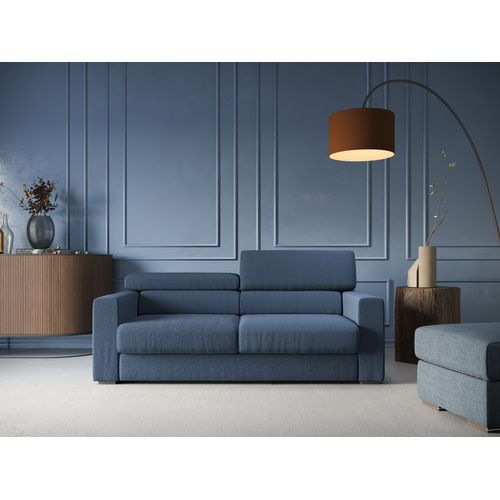 Dylan Canapé Avec Pouf Amovible En Tissu Effet Coton Imperméable T13 188 Cm Bleu Ciel