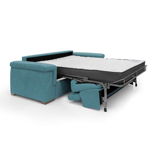 Zeus Canape D Angle Convertible Avec Matelas H18 Cm Pouf Mobile En Tissu Impermeable T02 Bleu Pastel