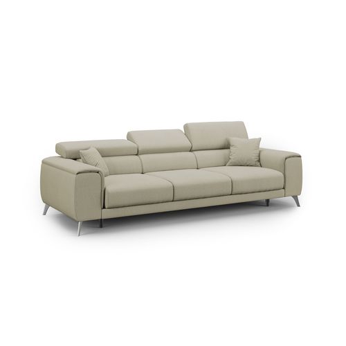 Fusion Canapé Avec 3 Assises Coulissantes En Tissu Doux Antitache T05 260 Cm Creme