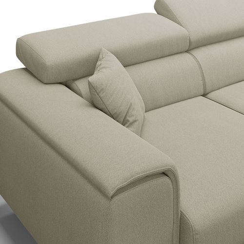 Fusion Canapé Avec 3 Assises Coulissantes En Tissu Doux Antitache T05 260 Cm Creme