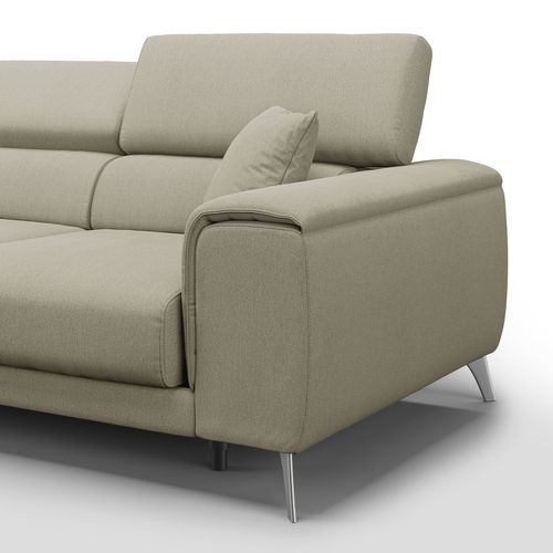 Fusion Canapé Avec 3 Assises Coulissantes En Tissu Doux Antitache T05 260 Cm Creme
