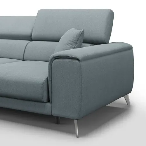 Fusion Canapé Avec 3 Assises Coulissantes En Tissu Doux Antitache T05 260 Cm Bleu Pastel