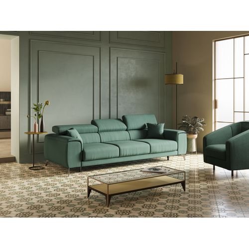 Fusion Canapé Avec 3 Assises Coulissantes En Tissu Doux Antitache T05 260 Cm Bleu Pastel