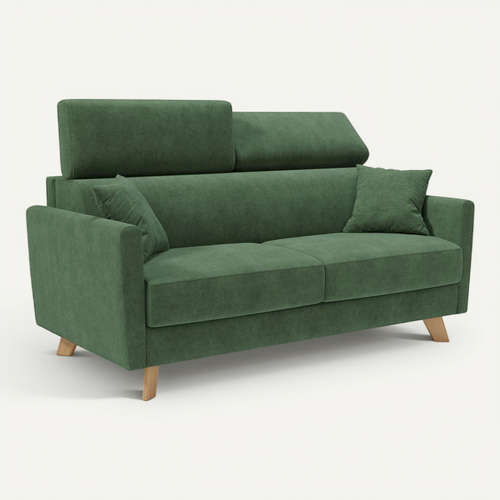 Francy Canapé Convertible Avec Têtières Réglables En Tissu T17 160 Cm (mat. 120x197) Vert