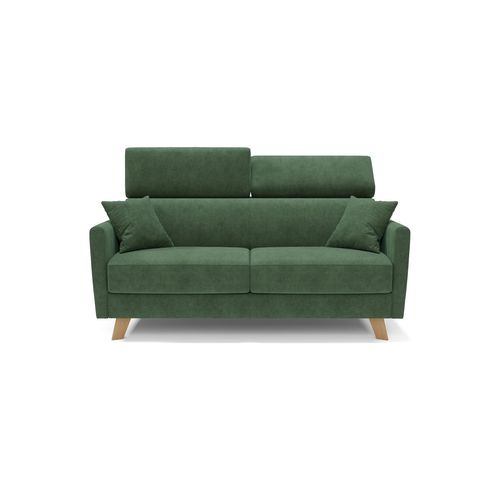 Francy Canapé Convertible Avec Têtières Réglables En Tissu T17 180 Cm (mat. 140x197) Vert