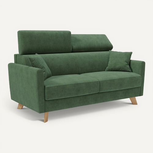 Francy Canapé Convertible Avec Têtières Réglables En Tissu T17 180 Cm (mat. 140x197) Vert