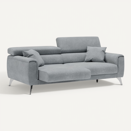 Caravaggio Canapé Avec Assises Coulissantes En Tissu Doux Imperméable T02 199 Cm Gris Clair