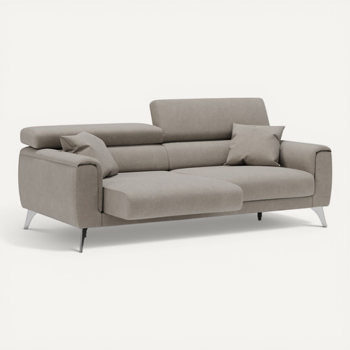 Caravaggio Canapé Avec Assises Coulissantes En Tissu Doux Imperméable T02 199 Cm Beige