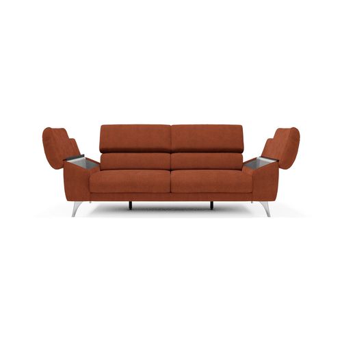 Donatello Canapé Assises Extensibles Accoudoirs Avec Coffre Tissu Détachable 213 Cm Orange Rouille