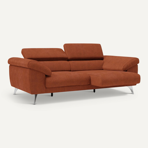 Donatello Canapé Assises Extensibles Accoudoirs Avec Coffre Tissu Détachable 213 Cm Orange Rouille