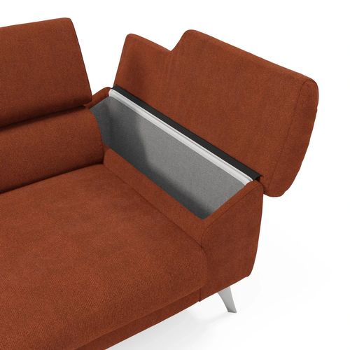 Donatello Canapé Assises Extensibles Accoudoirs Avec Coffre Tissu Détachable 213 Cm Orange Rouille