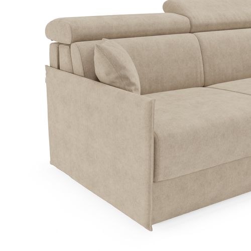 Miryam Canapé Convertible D'angle En Tissu Détachable T31 232 Cm Droit Beige