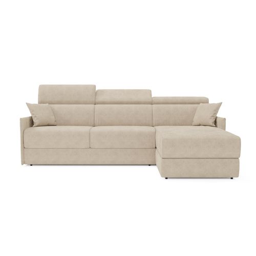 Miryam Canapé Convertible D'angle En Tissu Détachable T31 232 Cm Droit Beige