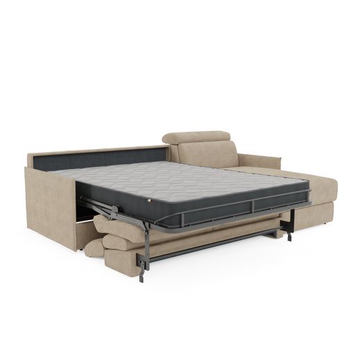 Miryam Canapé Convertible D'angle En Tissu Détachable T31 232 Cm Droit Beige