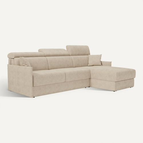 Miryam Canapé Convertible D'angle En Tissu Détachable T31 232 Cm Droit Beige