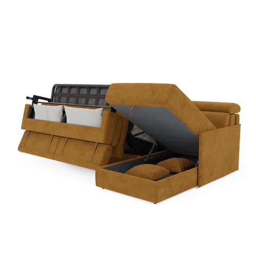 Miryam Canapé Convertible D'angle En Tissu Détachable T31 272 Cm Droit Jaune