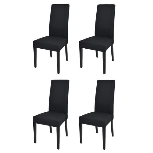Set 4 Chaises Glam, Structure En Hêtre Couleur Noir, Assise Et Dossier Revêtus En Tissu