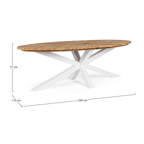 Table à Manger De Jardin Ovale En Teck Et Métal L240 - Cap Ferret