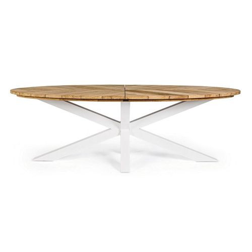 Table à Manger De Jardin Ovale En Teck Et Métal L240 - Cap Ferret