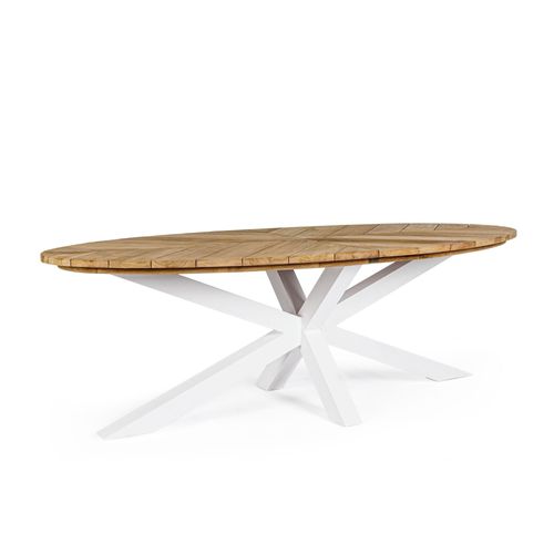 Table à Manger De Jardin Ovale En Teck Et Métal L240 - Cap Ferret