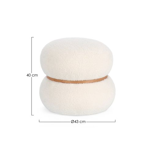 Pouf Design Rond - Bouclé Ivoire main image 0