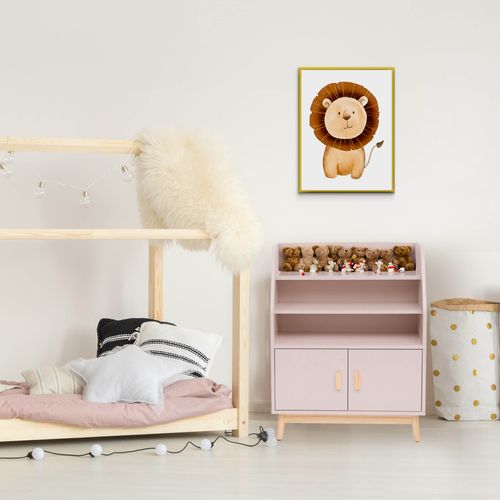 Bibliothèque Pour Enfants Bataw 100x80x33 Mdf Pin Rose Marron