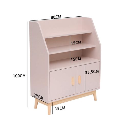 Bibliothèque Pour Enfants Bataw 100x80x33 Mdf Pin Rose Marron