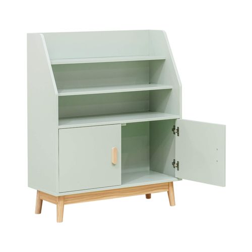 Bibliothèque Pour Enfants Oroya 100x80x33 Mdf Pin Vert D'eau Marron
