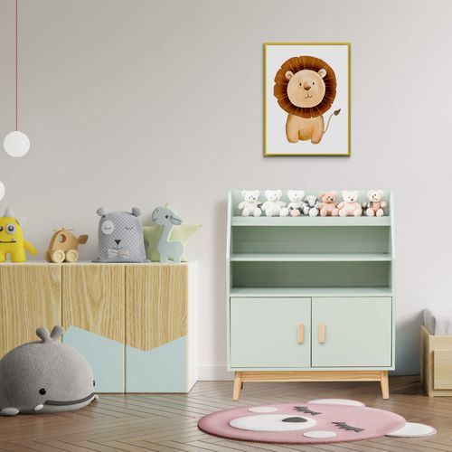 Bibliothèque Pour Enfants Oroya 100x80x33 Mdf Pin Vert D'eau Marron