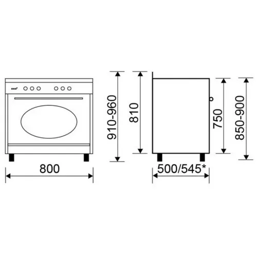 Piano De Cuisson Mixte 98l 5 Feux Noir - Gu850cer