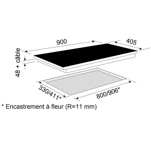 Table De Cuisson Induction 90cm 3 Feux 7400w Noir - Atif930bk
