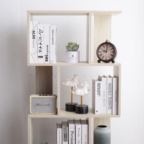 Bibliotheque 5 Etageres Sapin Blanchi Mdf Bureau 169x60x24
