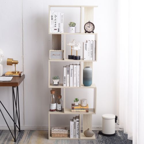 Bibliotheque 5 Etageres Sapin Blanchi Mdf Bureau 169x60x24