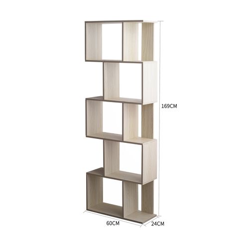 Bibliotheque 5 Etageres Sapin Blanchi Mdf Bureau 169x60x24