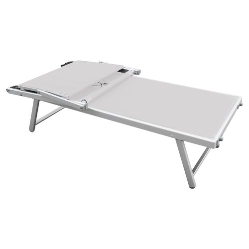 Chaise Longue De Plage En Aluminium Textilène Blanc 38x186x61