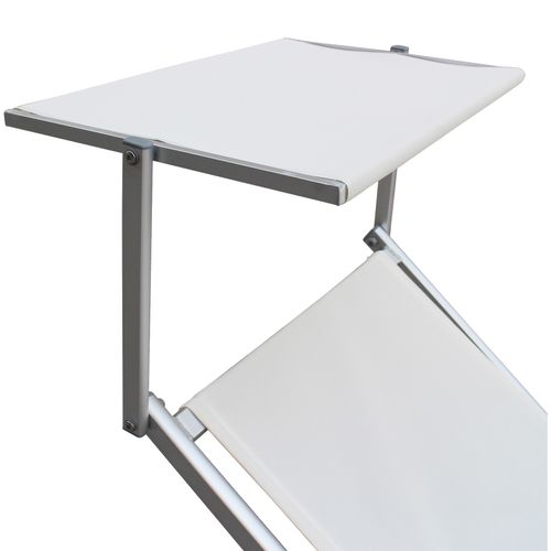 Chaise Longue De Plage En Aluminium Textilène Blanc 38x186x61