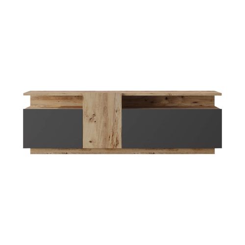 Meuble TV Elais 46,5x150x29,5 Panneau De Particules Chêne Clair Gris Foncé Moderne