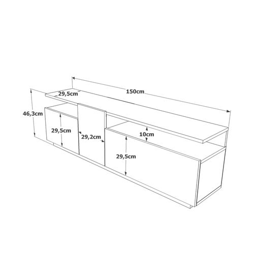 Meuble TV Elais 46,5x150x29,5 Panneau De Particules Chêne Clair Gris Foncé Moderne