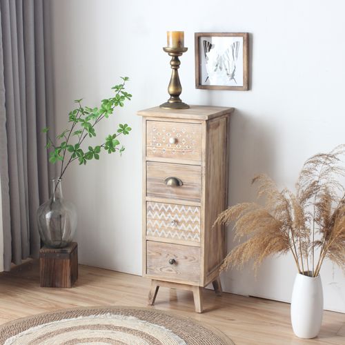 Chiffonnier 4 Tiroirs Boho Shabby Bois
