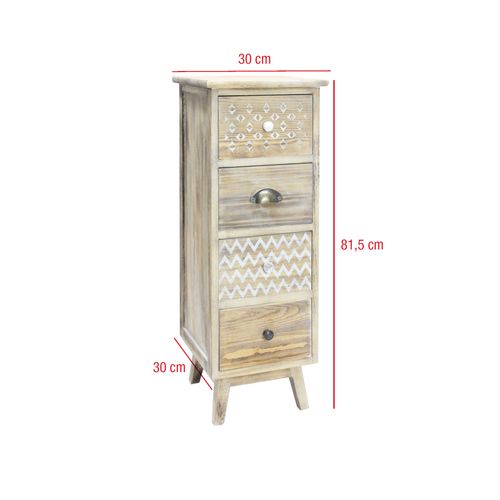 Chiffonnier 4 Tiroirs Boho Shabby Bois
