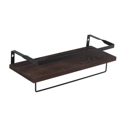 Jeu De 2 Étagères Murales En Bois Et Métal Pour La Salle De Bain Et La Cuisine