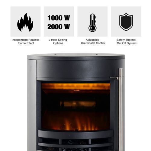 Cheminée Électrique LED À Effet De Flamme 3d Réglable 1000w 2000w Noir