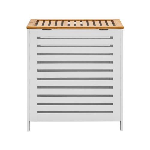 Panier A Linge Mdf Bambu Blanc Marron