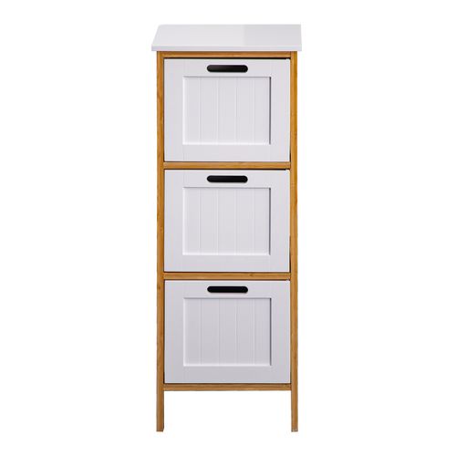 Commode Salle De Bain Colonial – 3 Tiroirs Blanc Style Pince Et Rainure – Neuf