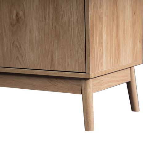 Meuble TV Buffet Bas En Bambou Mdf 2 Portes Étagères Pour Salon