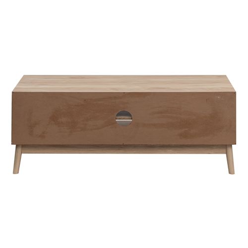 Meuble TV Buffet Bas En Bambou Mdf 2 Portes Étagères Pour Salon