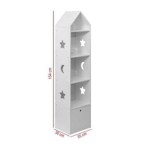 Etagere Etroite Pour Enfants 4 Etageres 1 Tiroir Bibliotheque En Bois Blanc