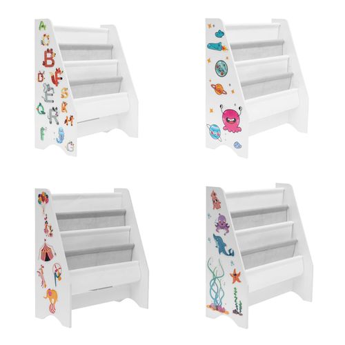 Bibliothèque Pour Enfants Montessori Blanc Mdf Tnt Avec 4 Étagères